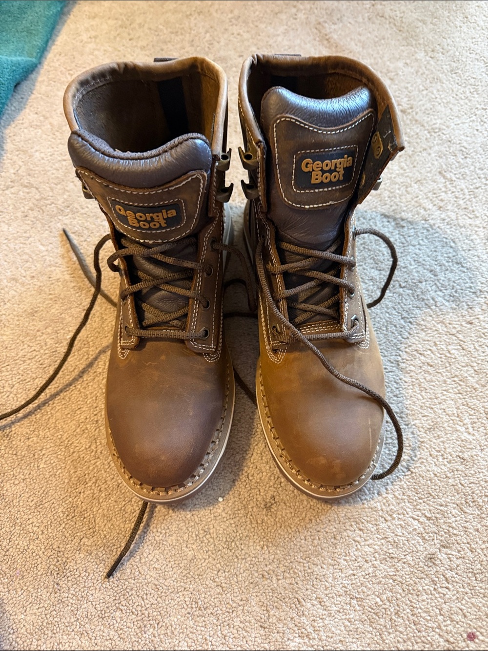 Georgia Boot Brown Leather Lace-Up Work Boots